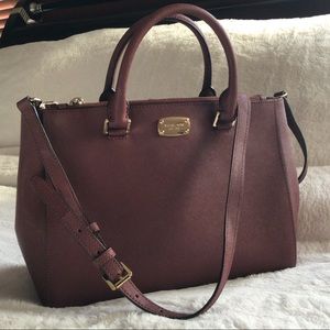 Michael Kors: kellen merlot saffiano leather shoulder medium handbag